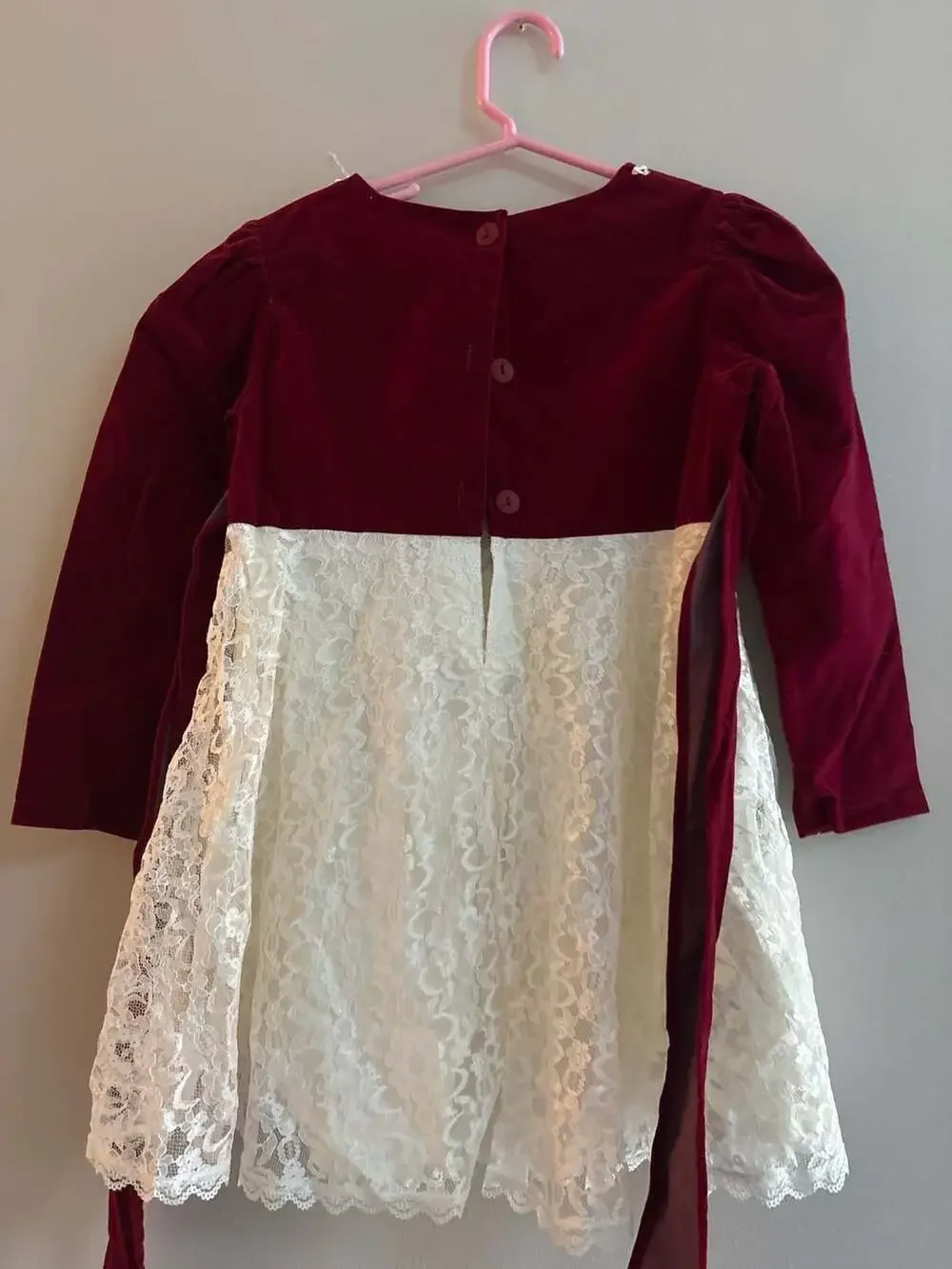 Rose Cottage Girls Velvet and Lace Christmas Holiday Dress
